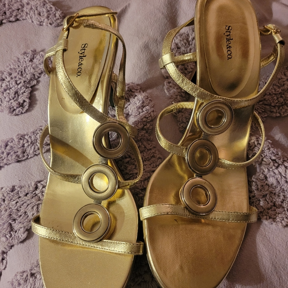 Gold strap Heels
